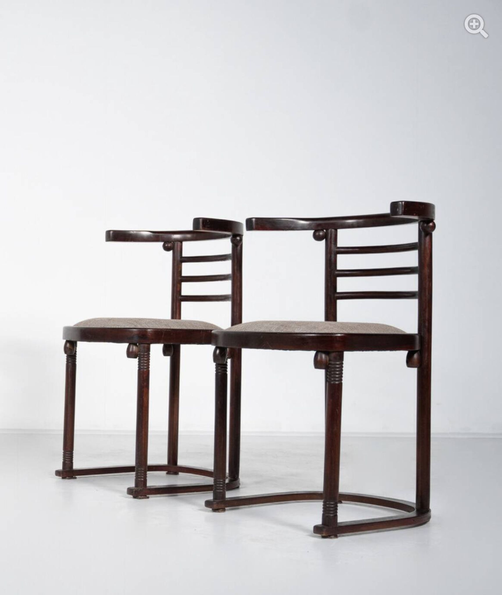 Mid-Century Modern Pair of Fledermaus Armchairs by Joseph Hoffman, Vienna, 1900s