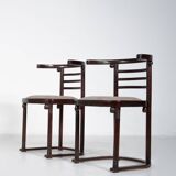 Mid-Century Modern Pair of Fledermaus Armchairs by Joseph Hoffman, Vienna, 1900s