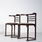 Mid-Century Modern Pair of Fledermaus Armchairs by Joseph Hoffman, Vienna, 1900s