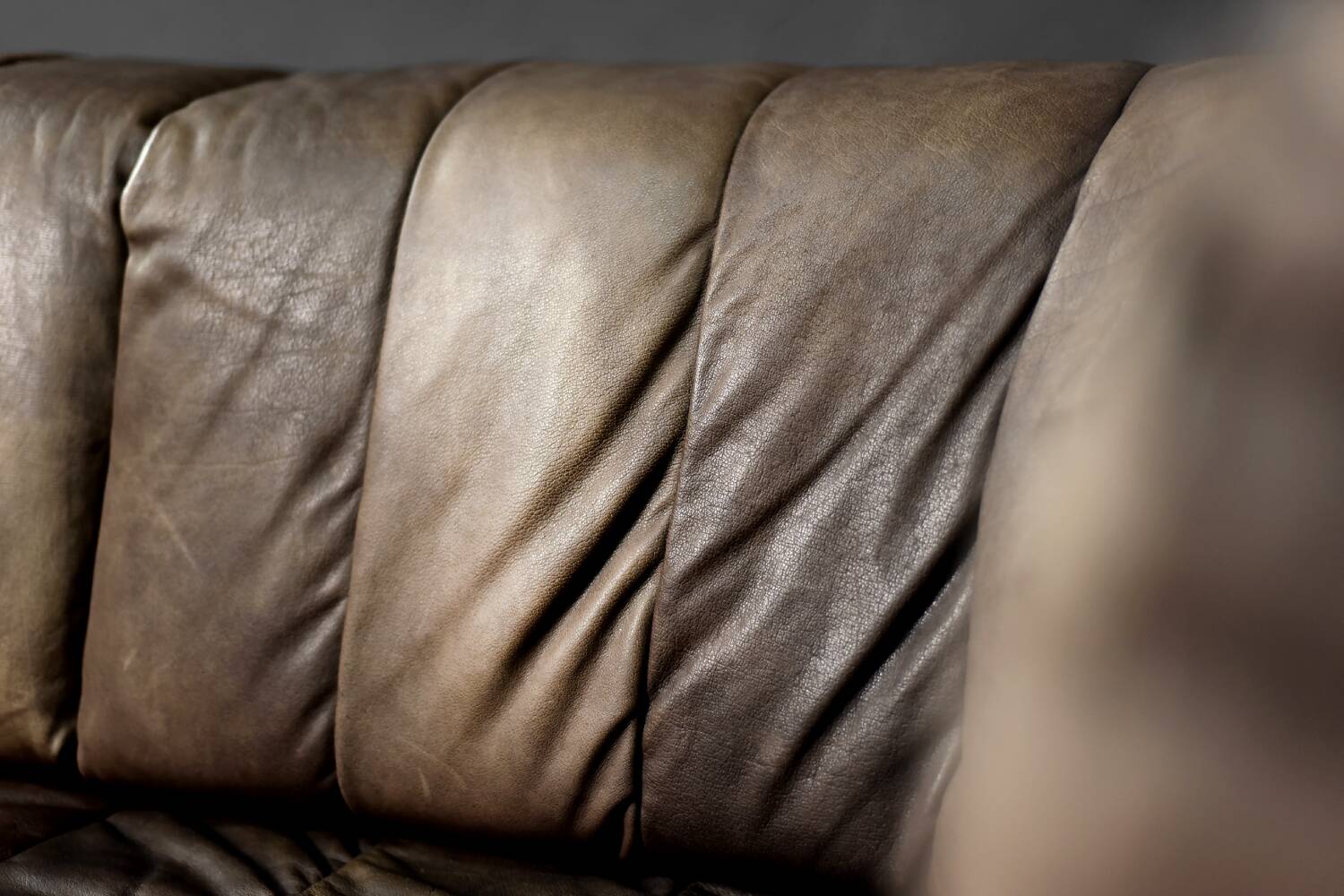 Vintage Mid-Century Modern German Brutalist Brown Leather 2-Seater Sofa