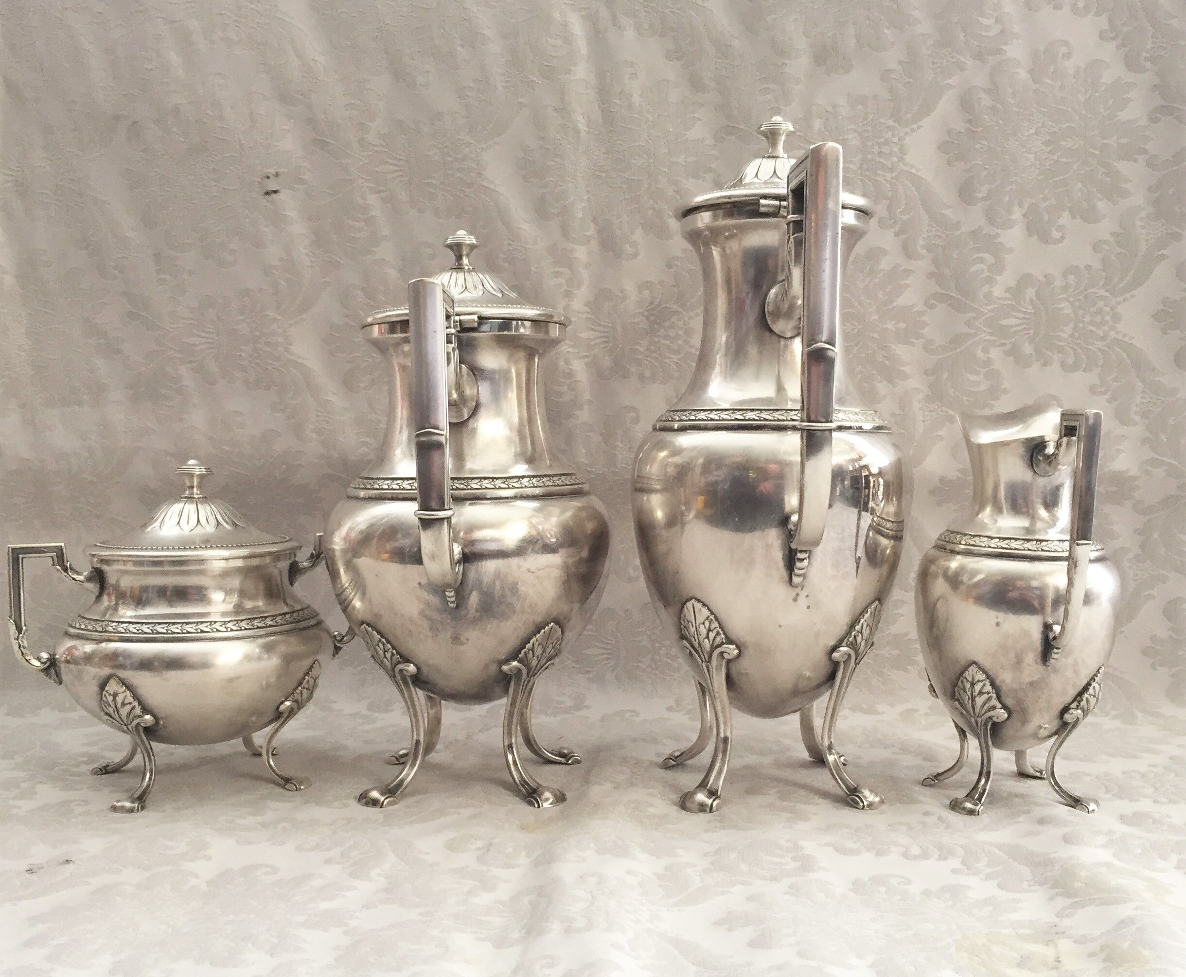 Tea & coffee service pieces jugendstil wmf 1910 art nouveau plaqué silver