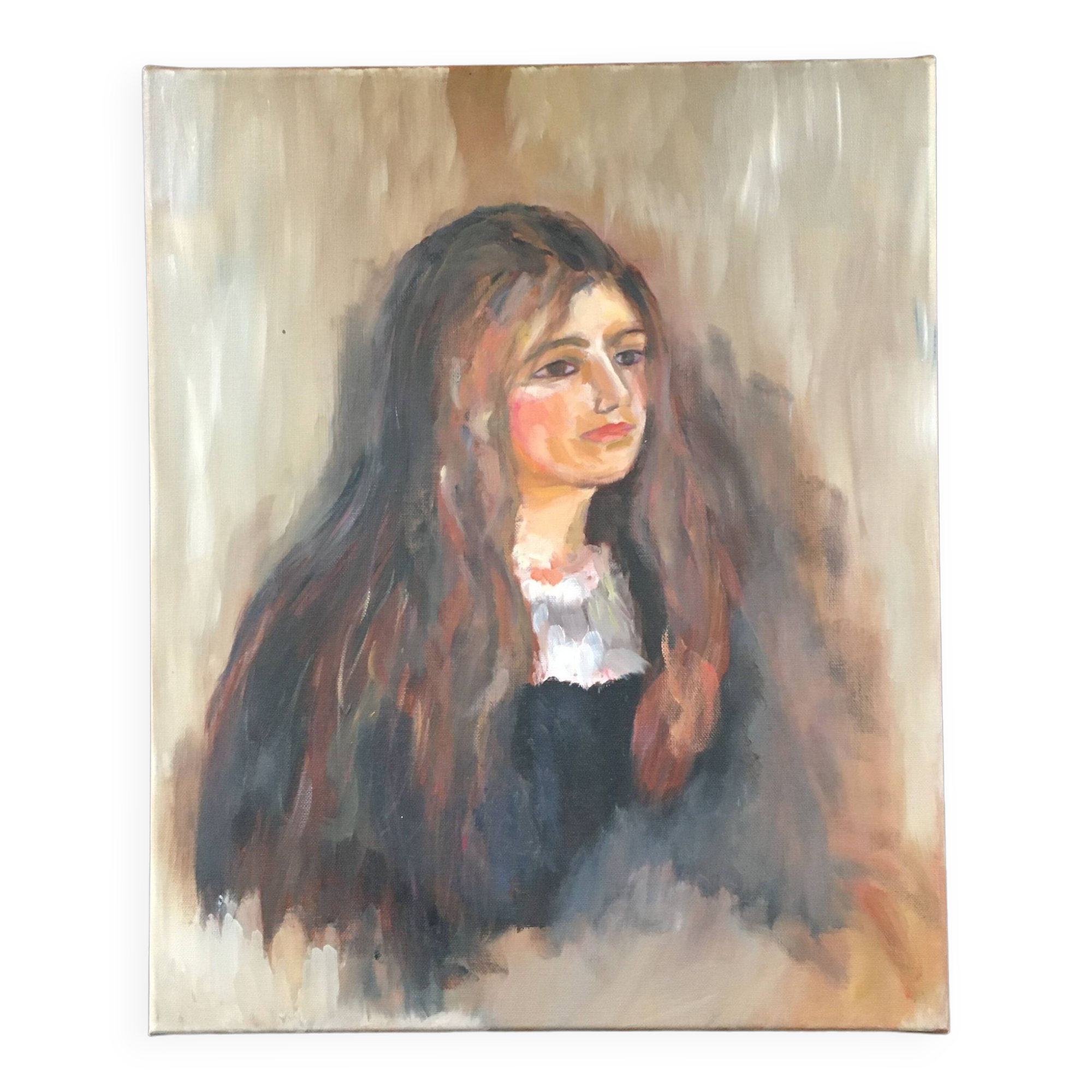 Tableau jeune femme aux cheveux longs