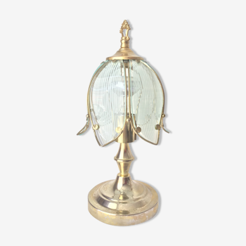 Flower glass and brass lamp