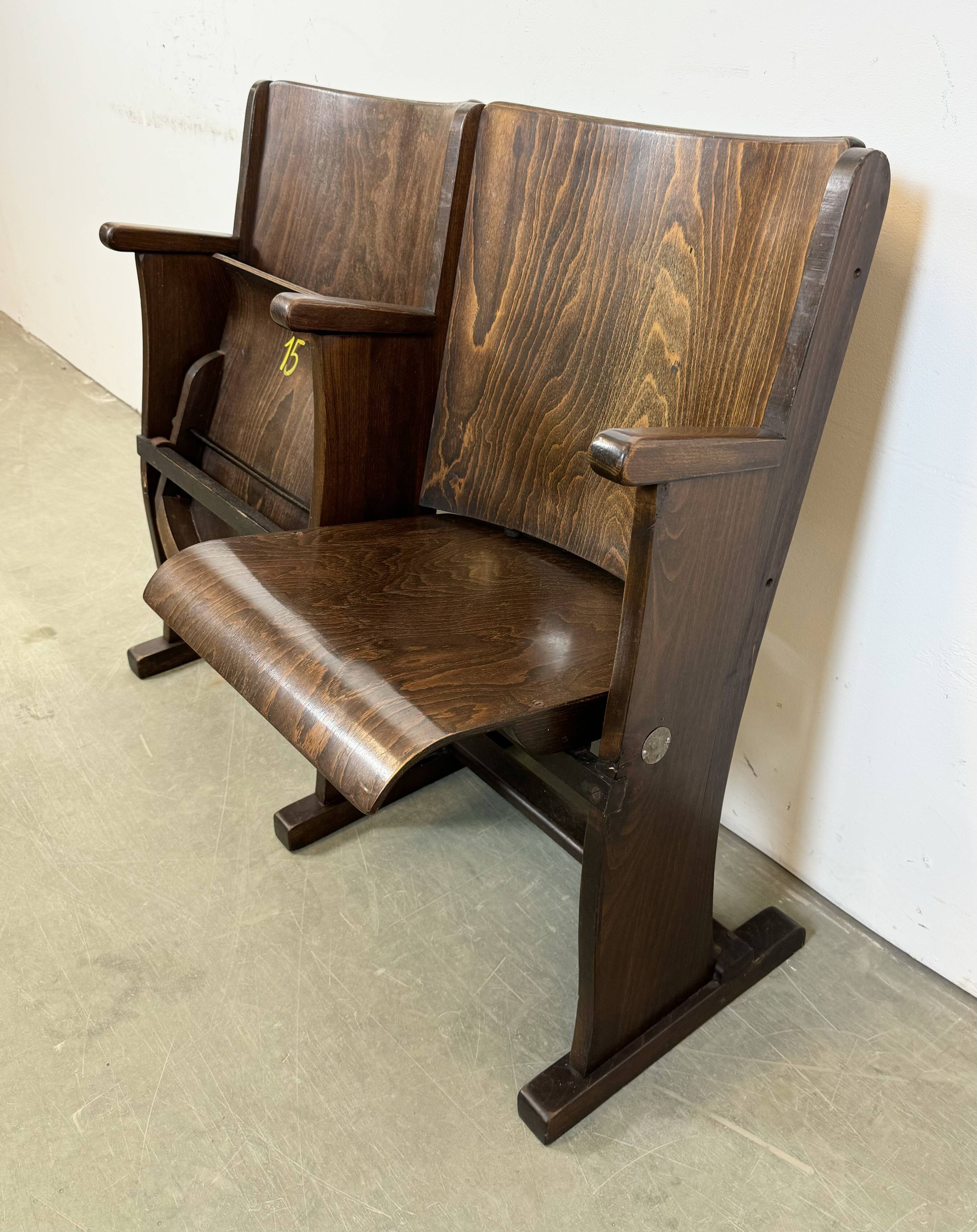 Vintage Two-Seat Cinema Bench from TON, 1960s