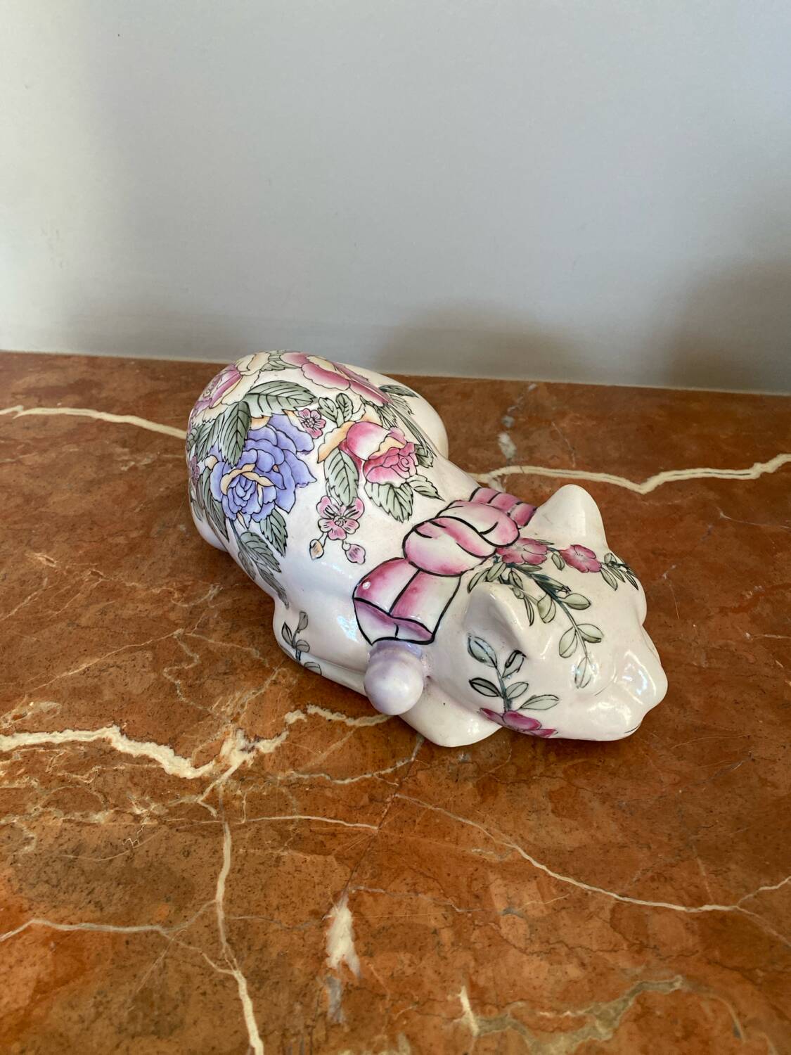 Sleeping porcelain cat