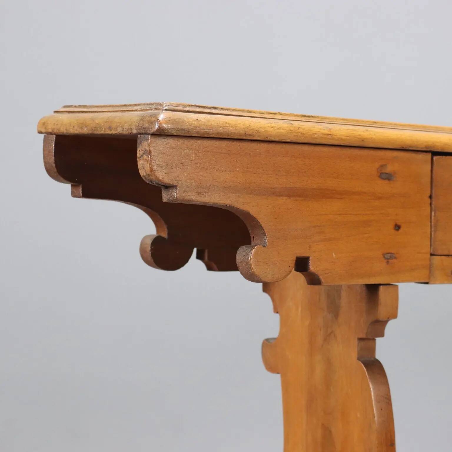 Antique walnut prayer desk with drawer, Italy, 19th century
