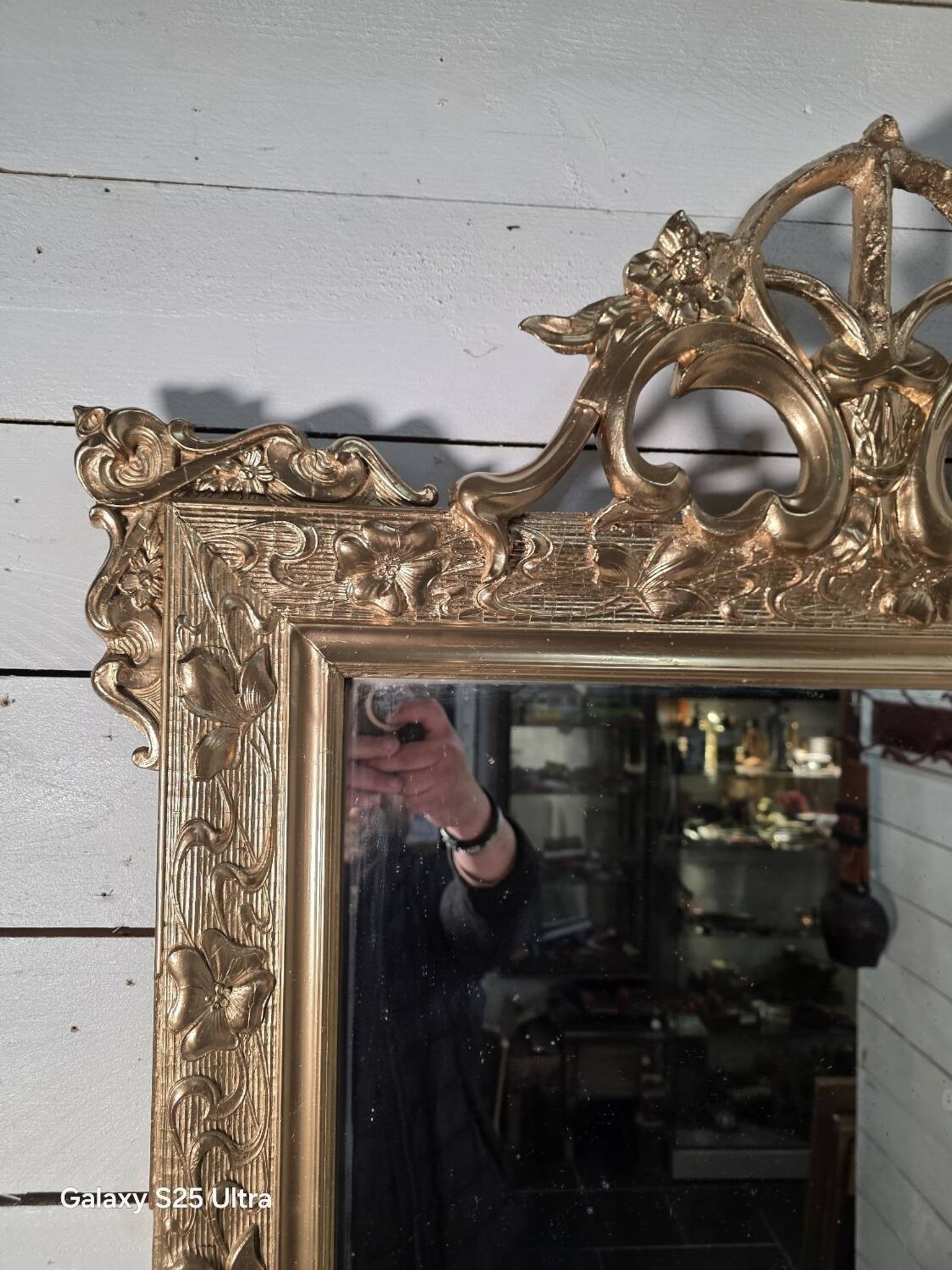 Antique Art Nouveau gilded mirror, 138cm