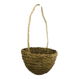 Hanging woven wicker planter
