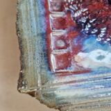 Dish on feet or storage compartment in enameled stoneware signed gerard tridot france