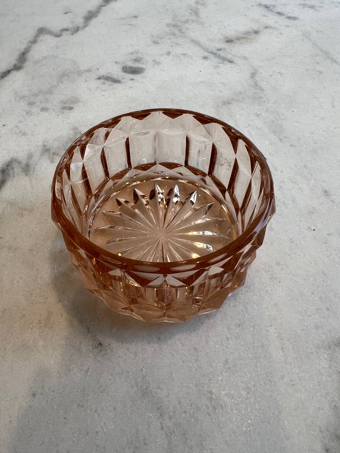 Small pink glass bowl