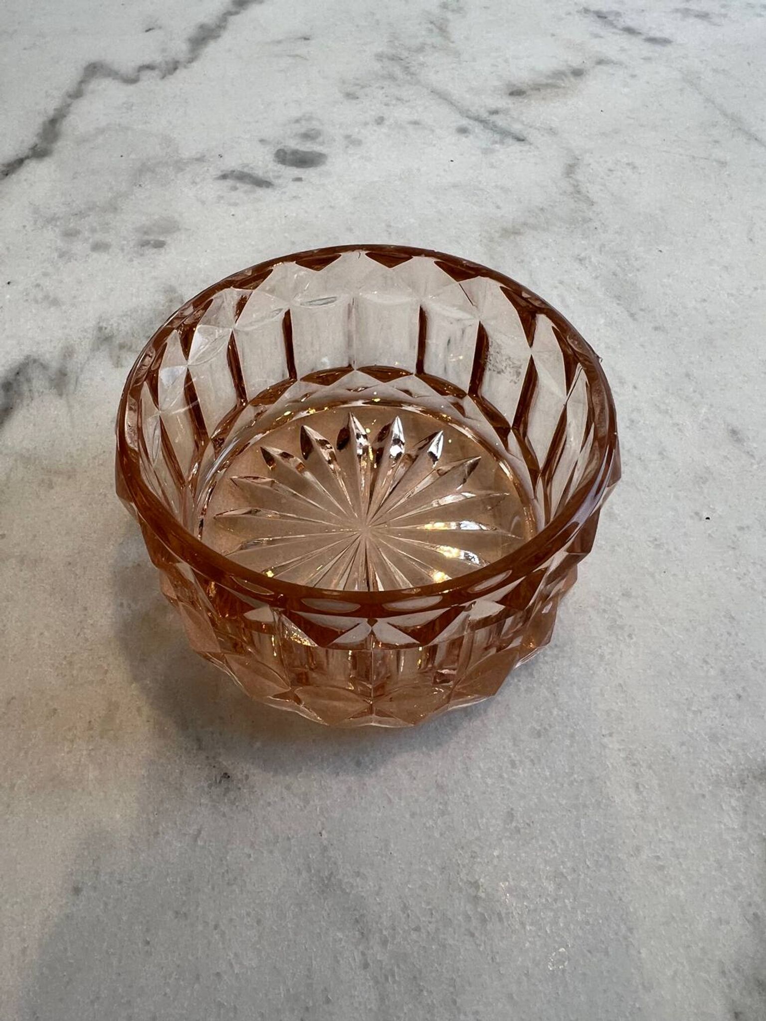 Small pink glass bowl