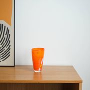Orange glass vase, Danish design, 1960s, manufactured by Søholm