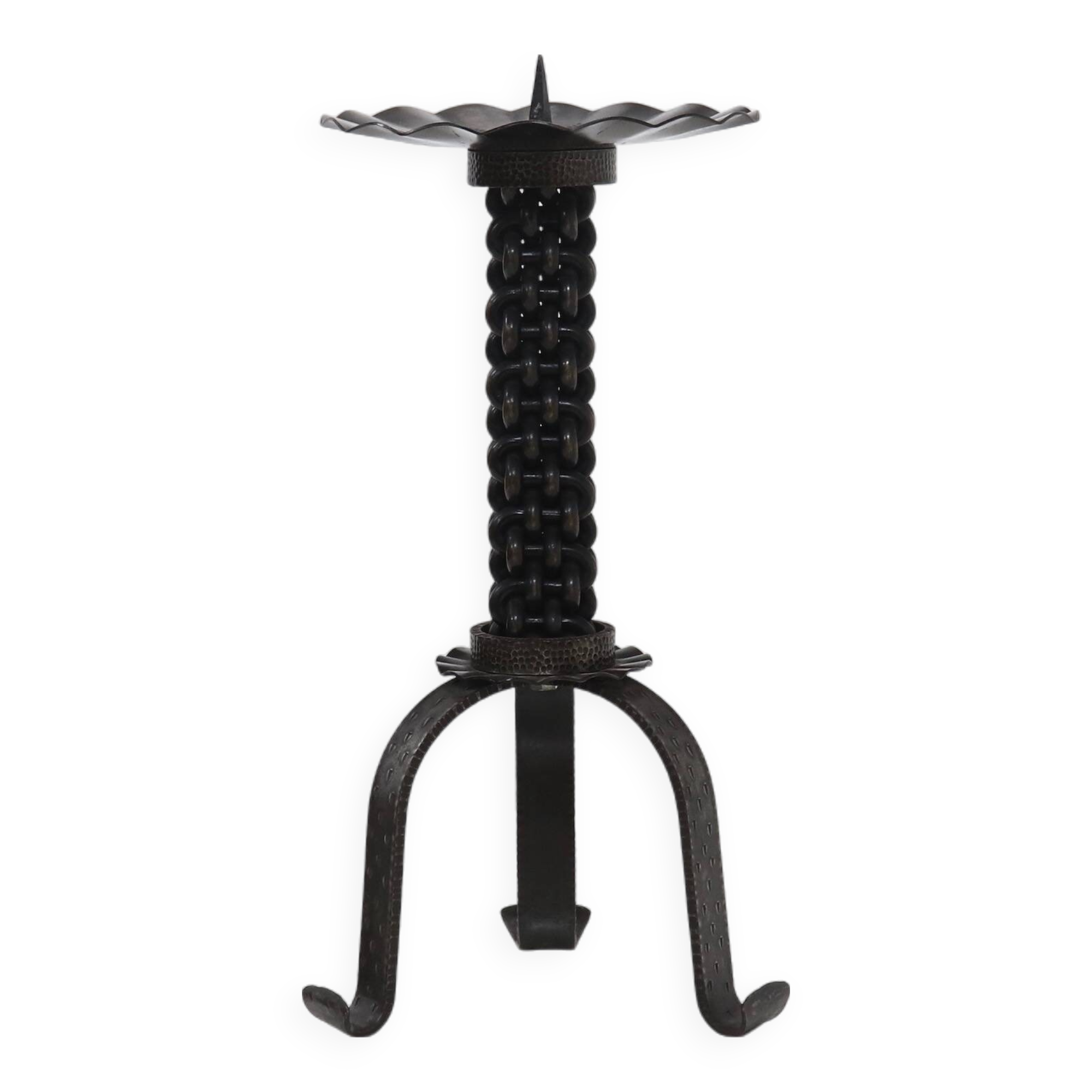 Brutalist Sculptural Wrought Iron Candle Holder 1960s