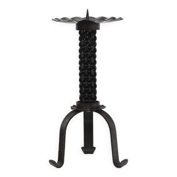 Brutalist Sculptural Wrought Iron Candle Holder 1960s