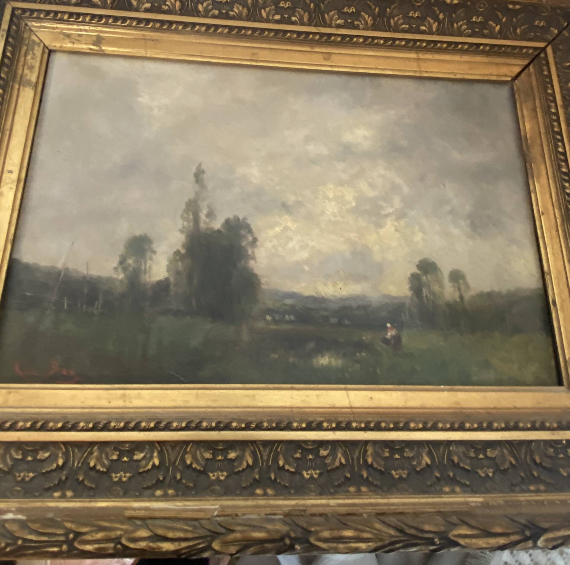 Oil on canvas, landscape by Karl Ben, 19th century.