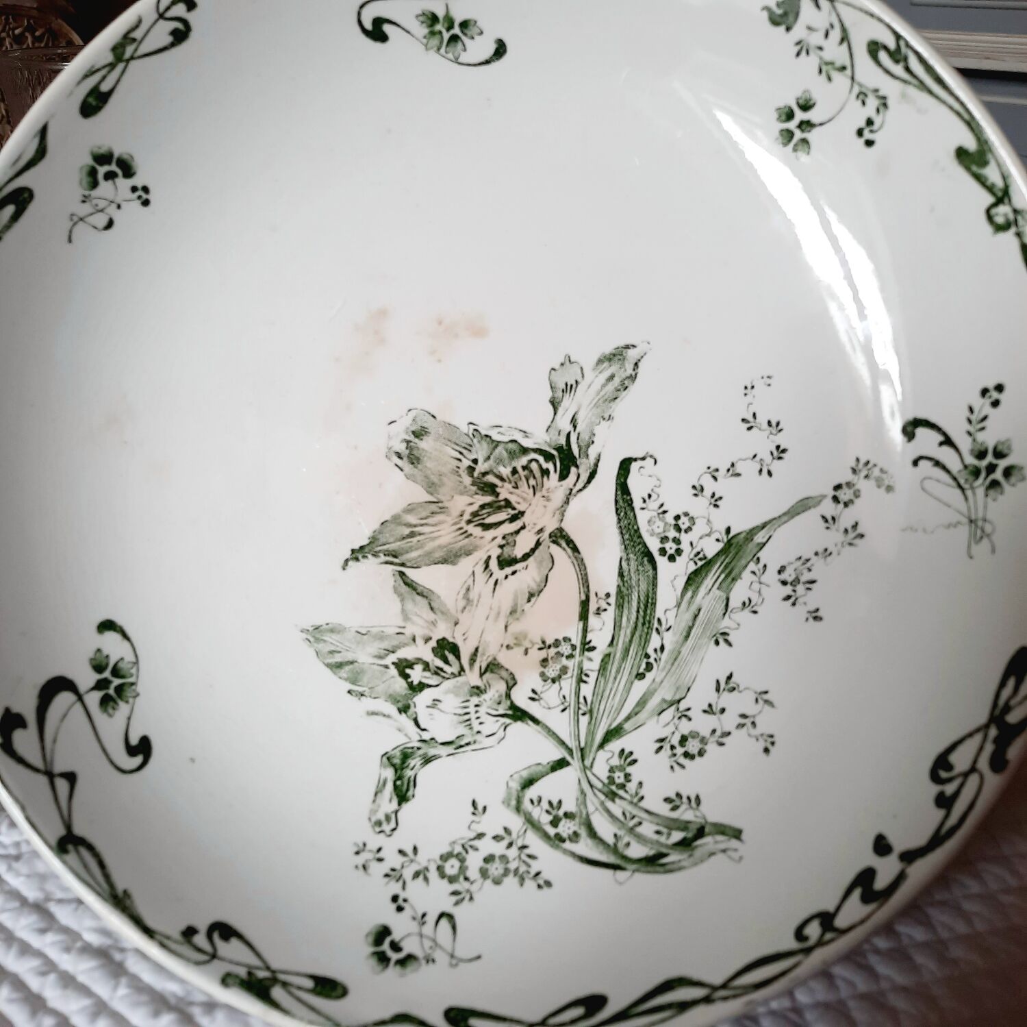 Antique earthenware fruit bowl