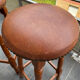 pair of vintage wooden and leather bar stools