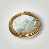 Antique oval wall mirror in gilded resin – Louis XVI knot –