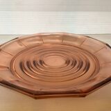 Plat à facettes verre rose style Rosaline