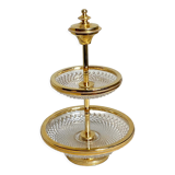 Double dessert display. Glass and gilded metal. Very good condition