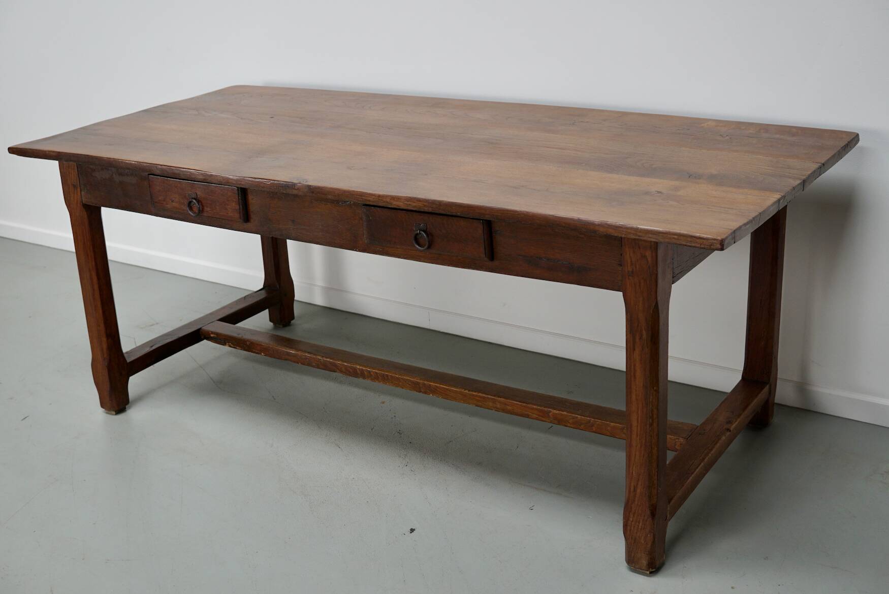Rustic Dining Table in Oak and Elm from the Early 20th Century