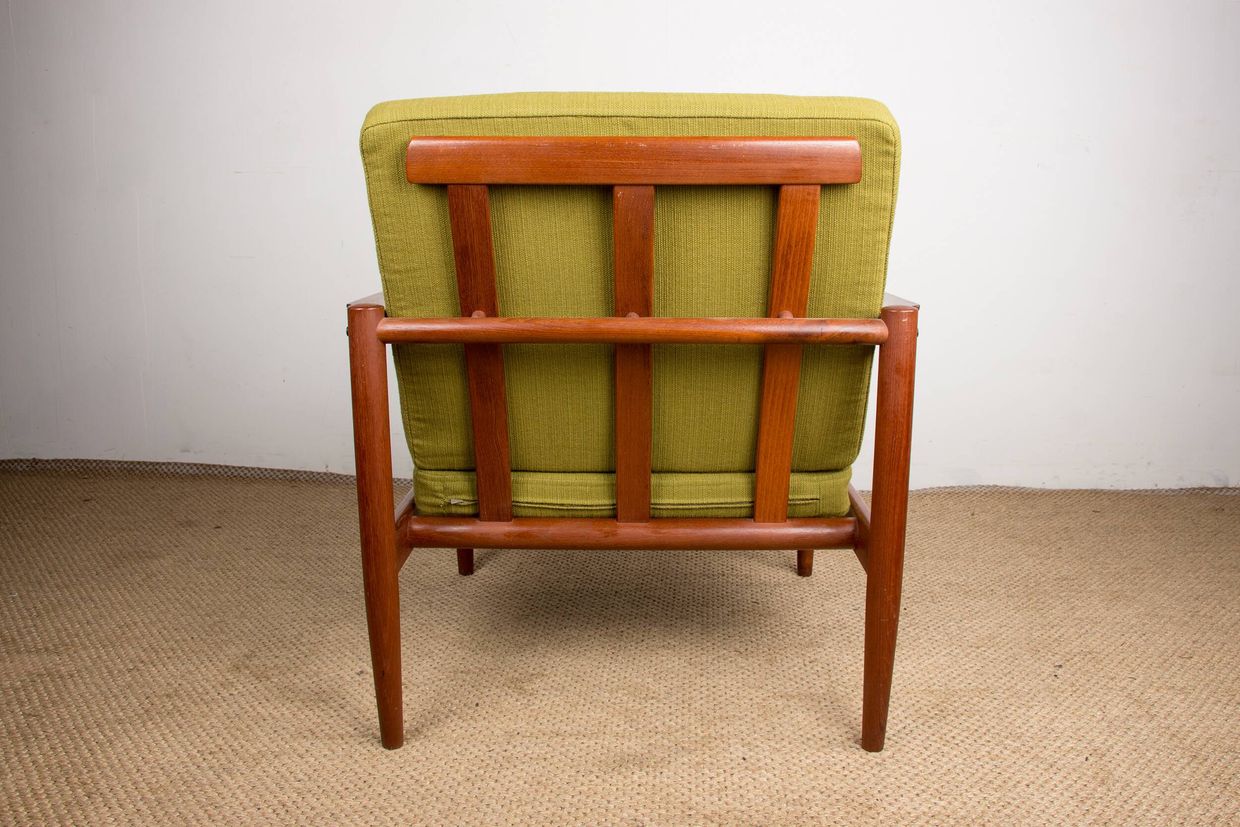 Danish Teak and fabric armchair by Børge Jensen & Sønner 1960.