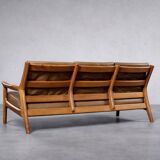 Vintage Mid-Century Danish Modern 3-Seater Brown Leather Sofa by Georg Thams