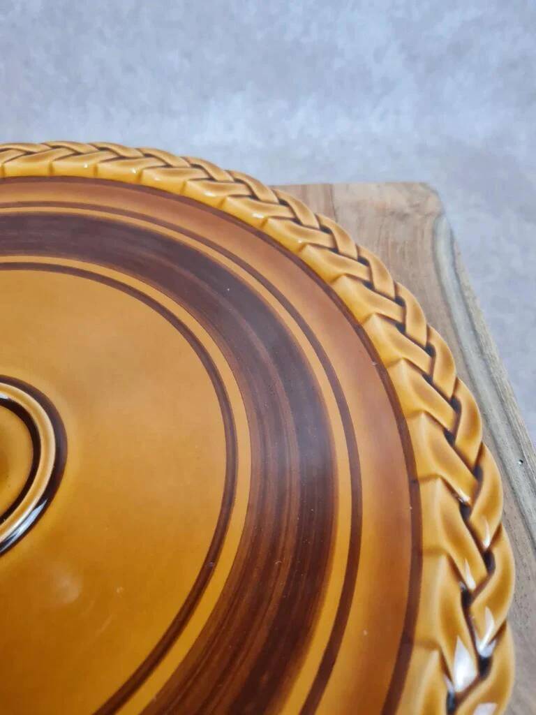 Vintage serving tray with wooden handle – numbered 7532