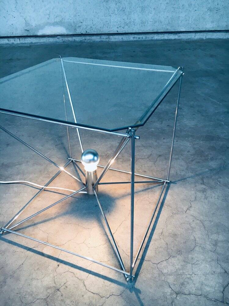 Cubist coffee table with lamp attributed to Max Sauze, France 1960s
