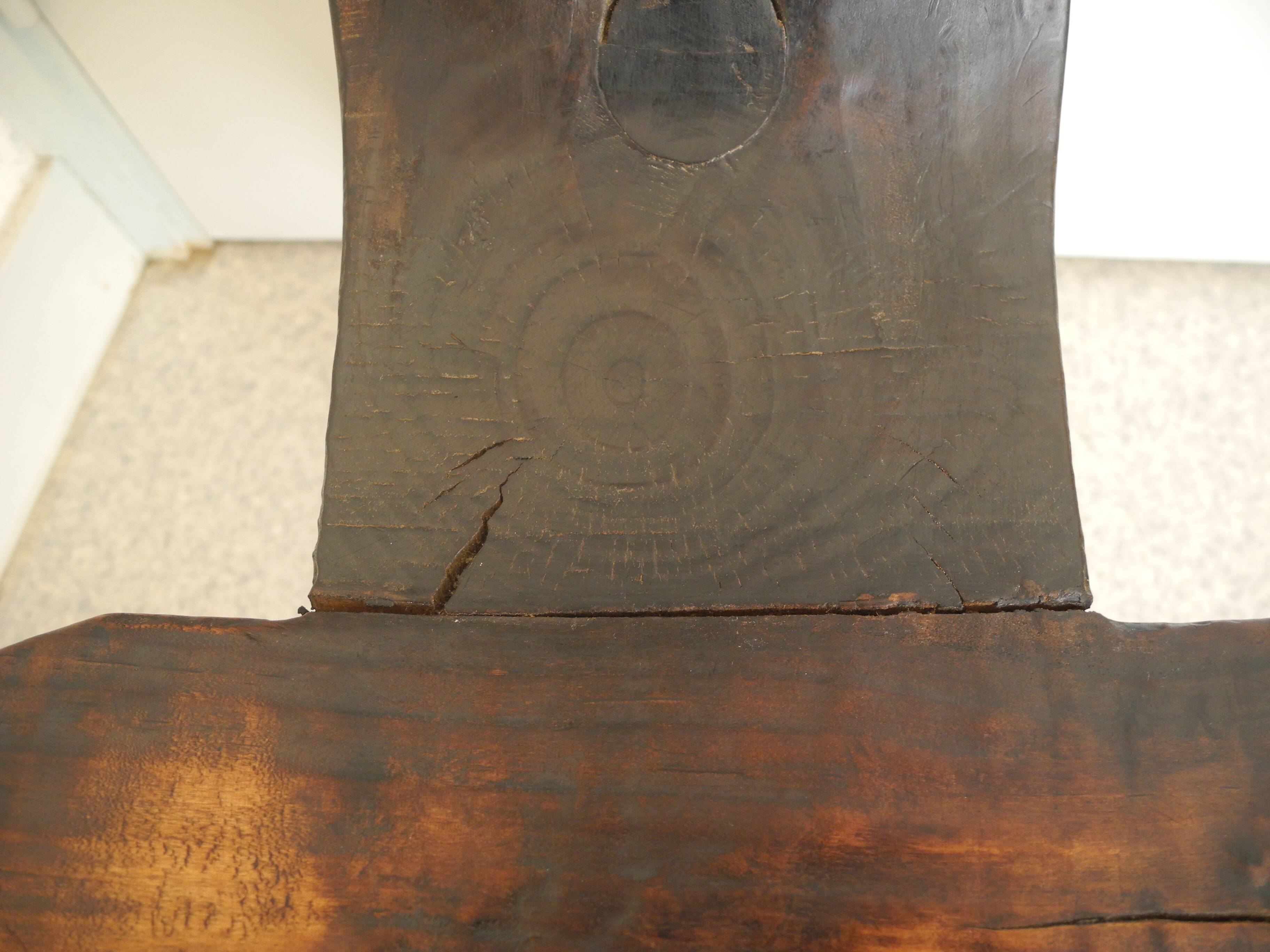 vintage tripod chair brutalist wood decor 50s brutalist