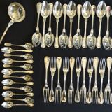 Ménagère 37 pièces modèle aux filets en métal argenté