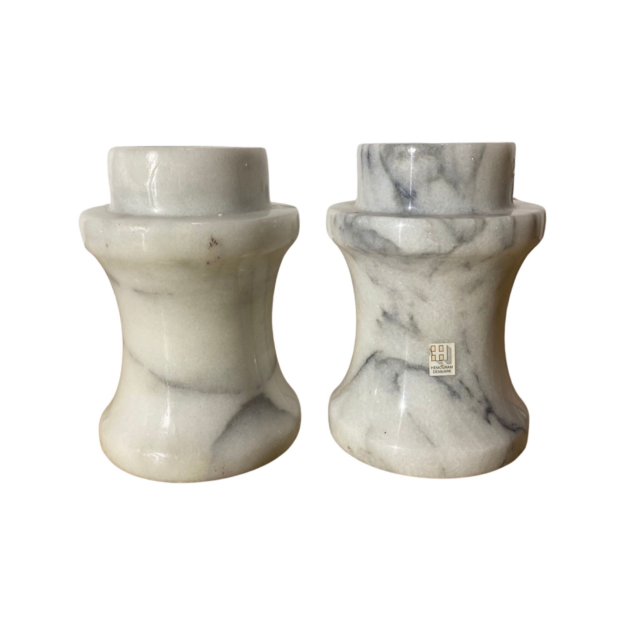2 Vintage HEMOGRAM Denmark Marble Candlestick Holders | Set of 2 Candle Stick Holders