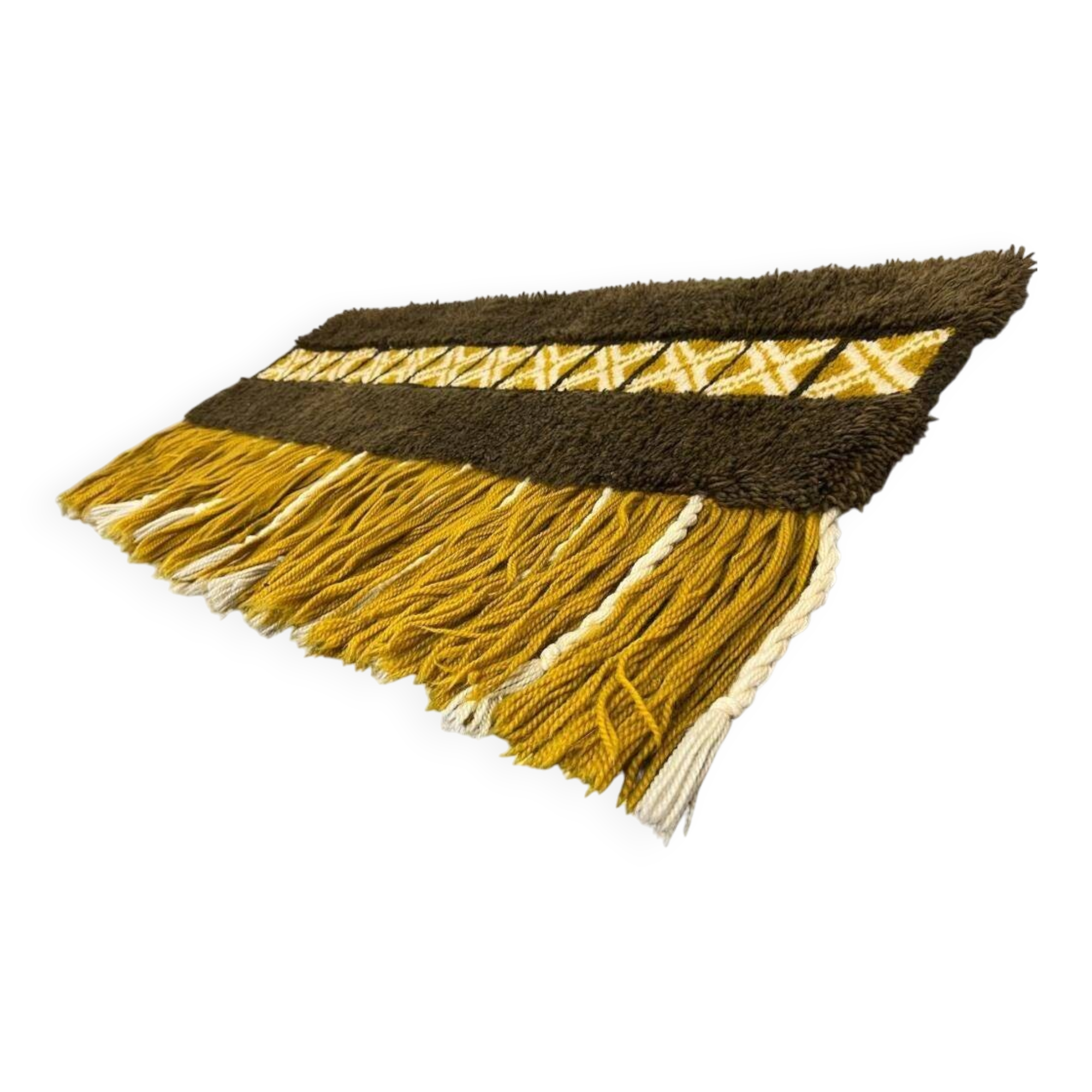 Vintage rug ochre yellow - brown / floor rug / wall tapestry