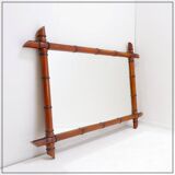 Mid-Century Large Faux Bamboo Wall Mirror