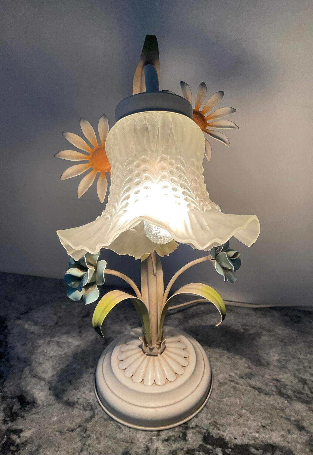 Vintage lamp in metal and glass