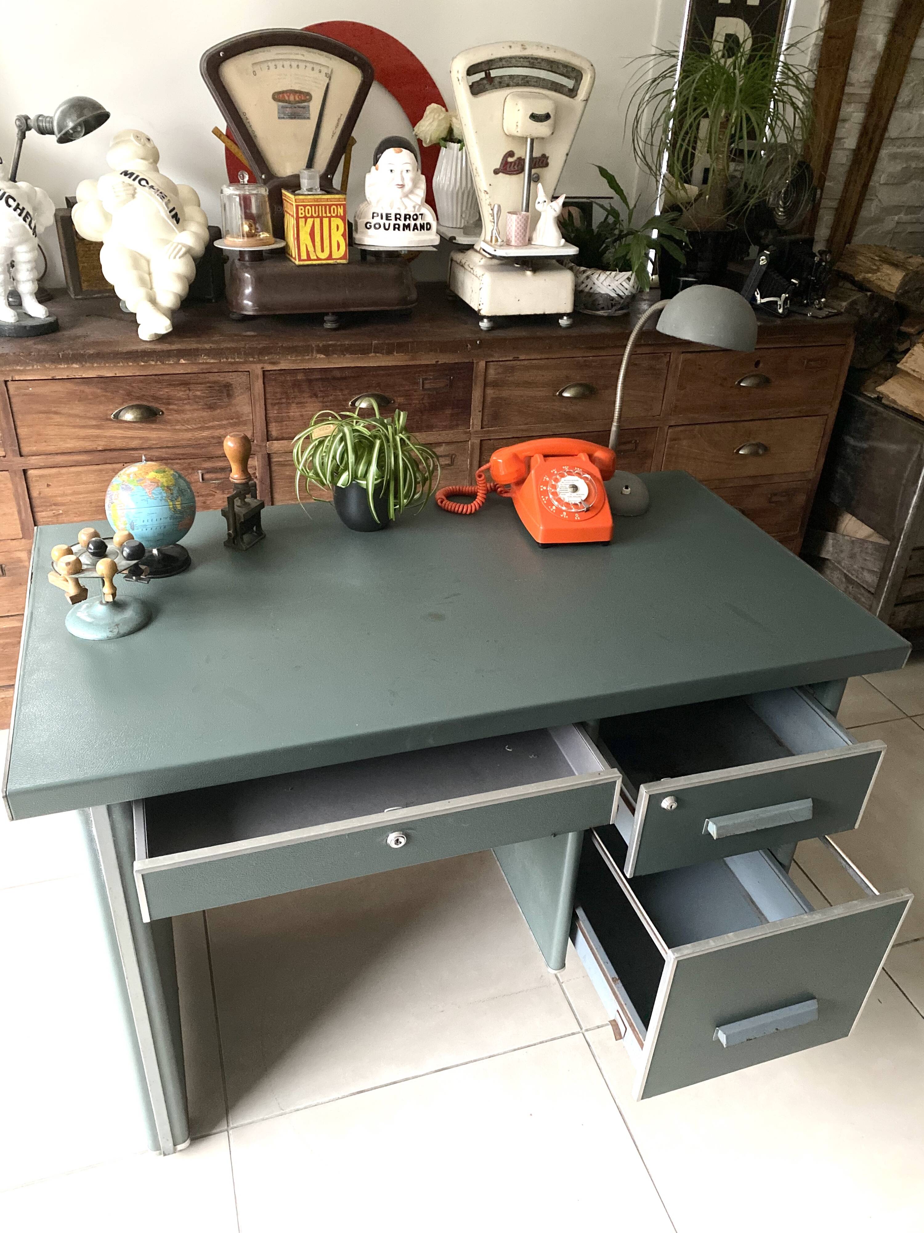 Vintage green metal industrial office