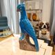 Turquoise glazed ceramic cockatoo parrot statuette 30 cm
