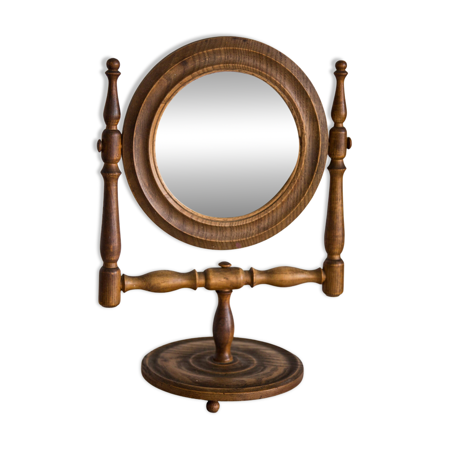 Miroir décoratif brun milieu de siècle avec cadre en bois, Italie, 1960s