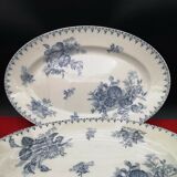 Paire de plats ovales faïence Sarreguemines modèle Flore