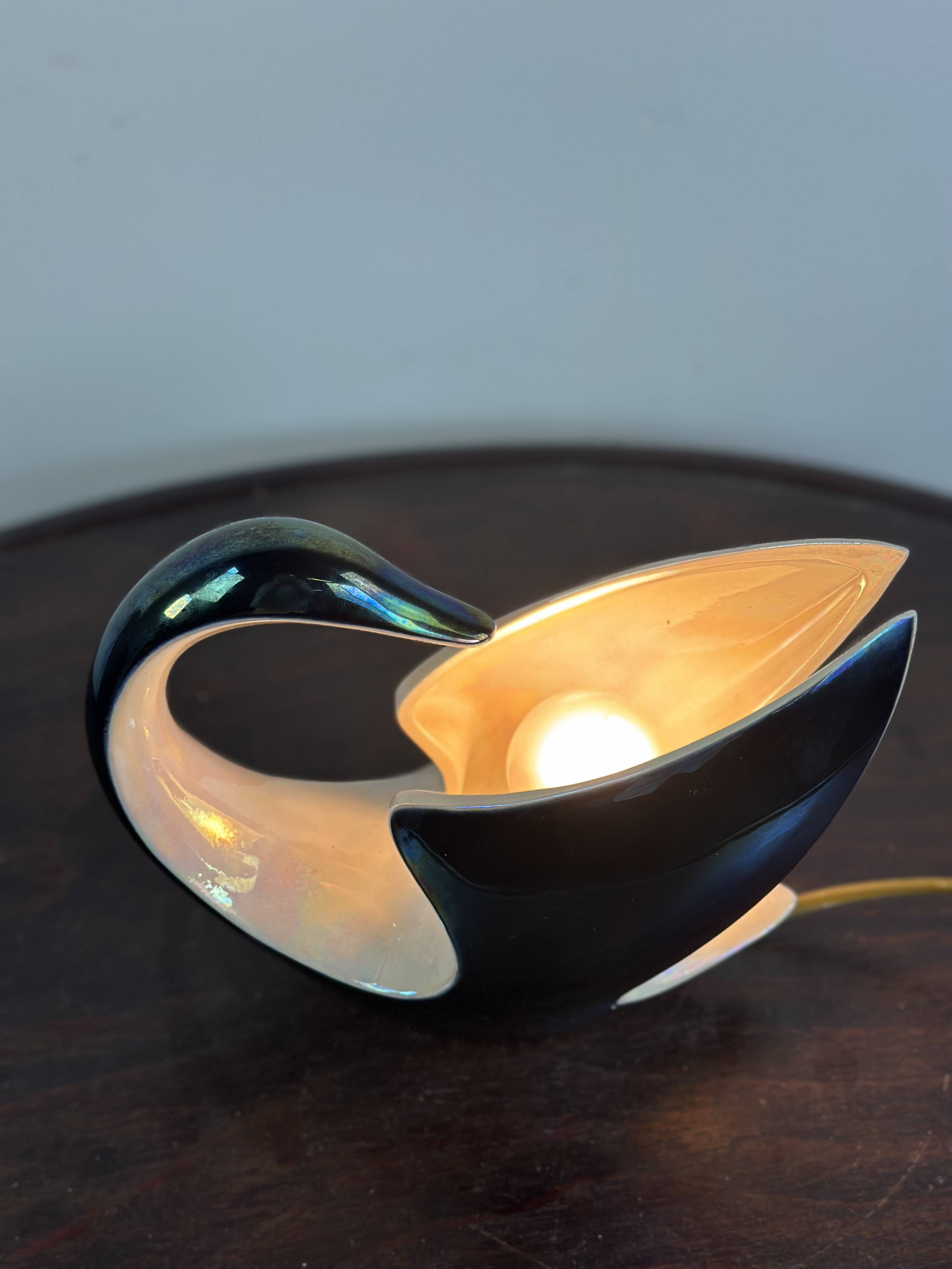 Ambient lamp / night light in the shape of a swan by verceram 1950