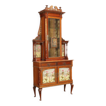 Vitrine ancienne Art nouveau en acajou, Italie, XIXe siècle