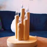 Vintage Swedish pine electric candelabra, 70s/80s