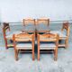 Brutalist Square Model Pine Dining Chairs, 1970s, Set of 6