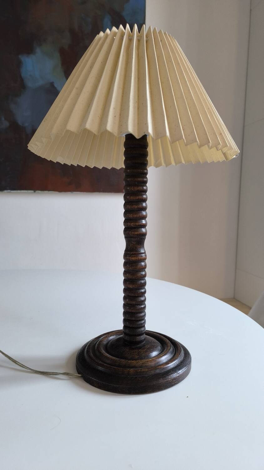 1950s turned wooden lamp