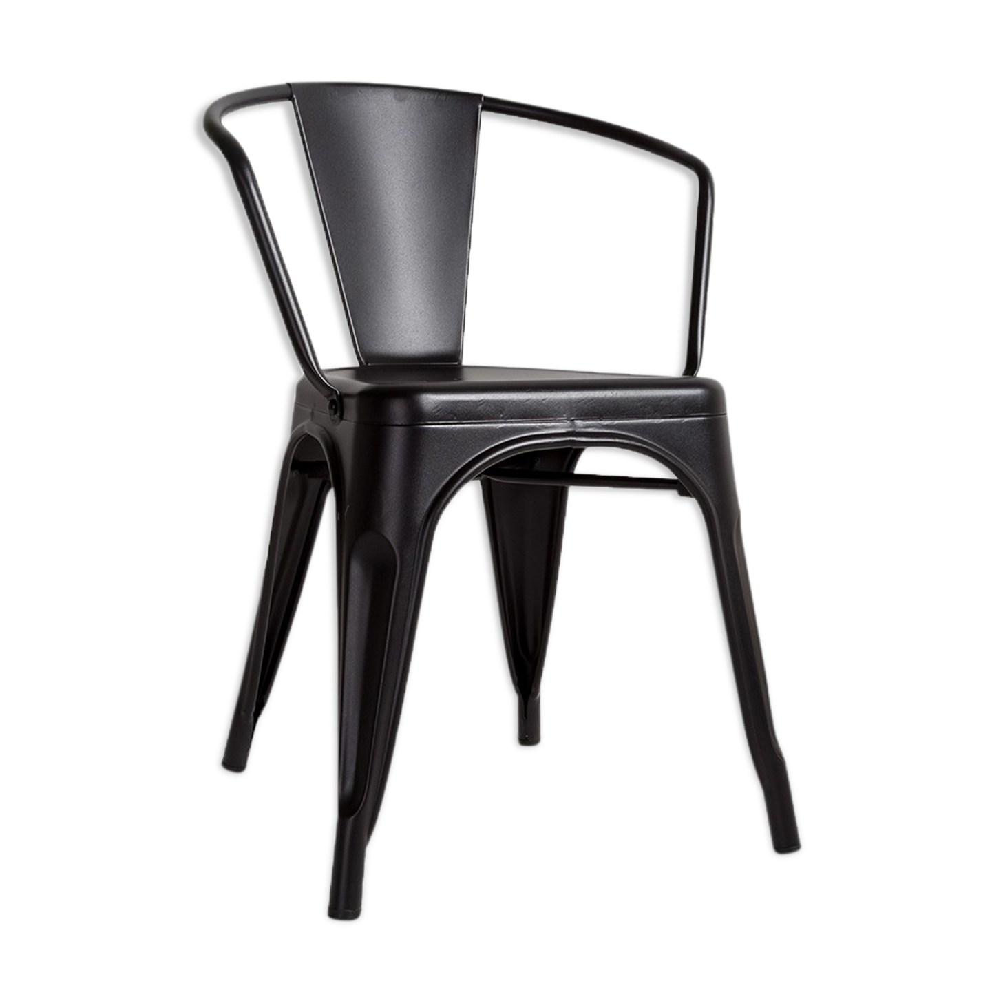 Black dining room armchair with metal armrest Industrial style