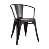 Black dining room armchair with metal armrest Industrial style