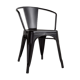 Black dining room armchair with metal armrest Industrial style