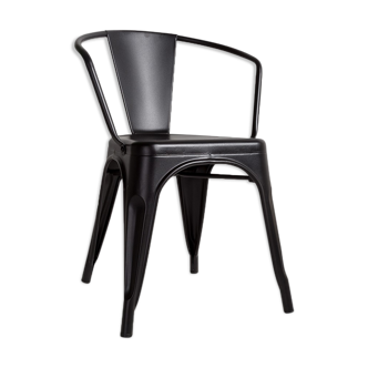 Black dining room armchair with metal armrest Industrial style