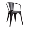 Black dining room armchair with metal armrest Industrial style