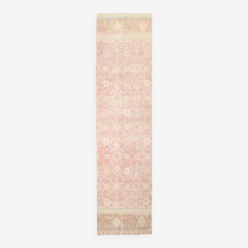 3x12 nuances de tapis de coureur persan rose pâle, 92x371cm